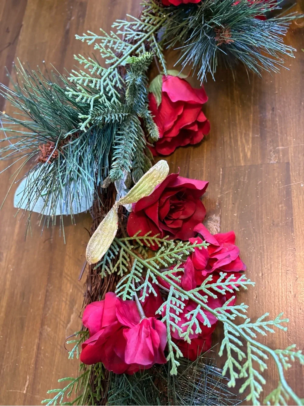 Martha Stewart 6ft Garland Holiday Rose Hydrangea Christmas Decor Pine New